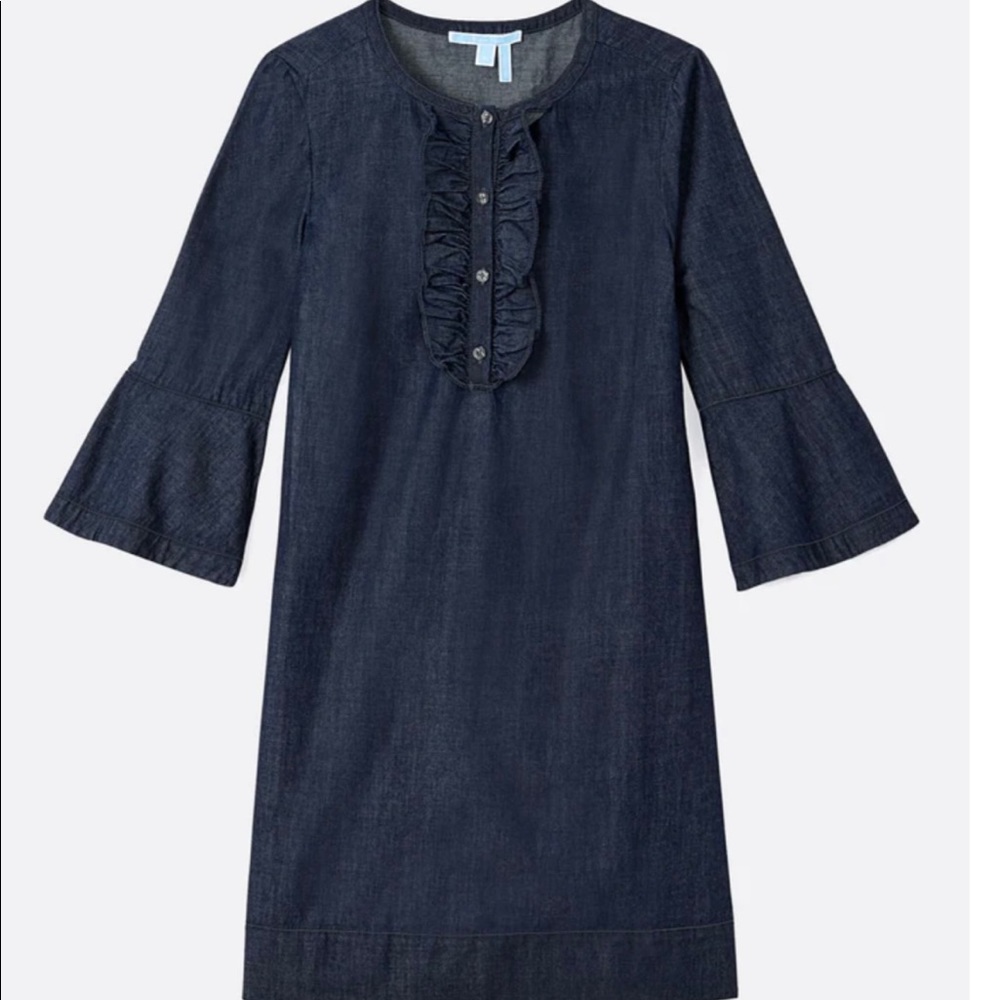 Draper James Chambray Ruffle Shift Dress